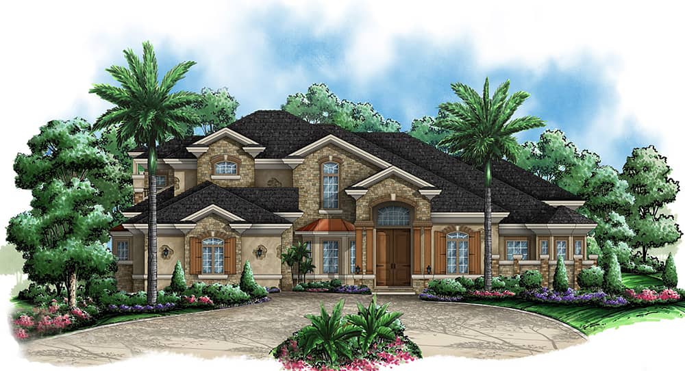 Front elevation of Contemporary home (ThePlanCollection: House Plan #175-1169)