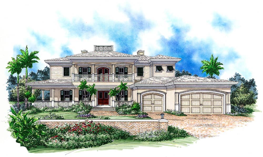Front elevation of Coastal home (ThePlanCollection: House Plan #175-1170)