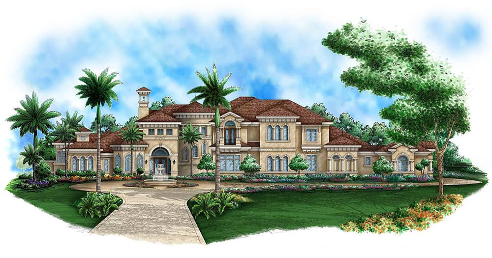 Front elevation of Mediterranean home (ThePlanCollection: House Plan #175-1188)