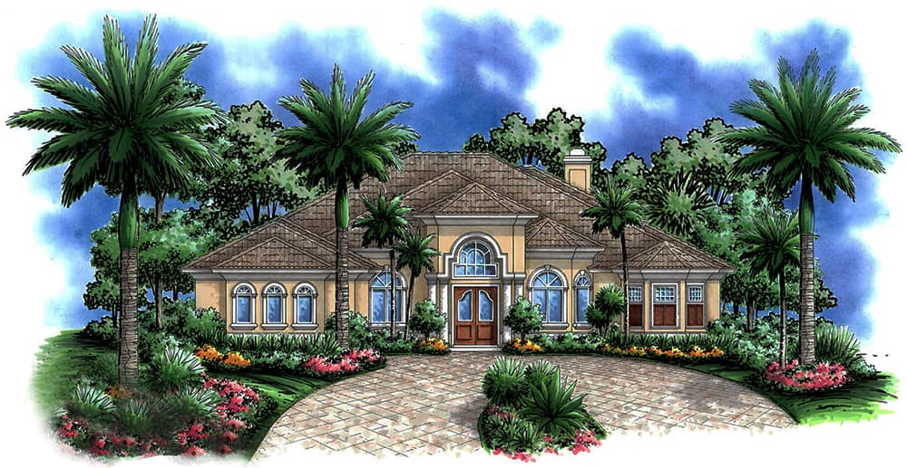 Front elevation of Coastal home (ThePlanCollection: House Plan #175-1216)