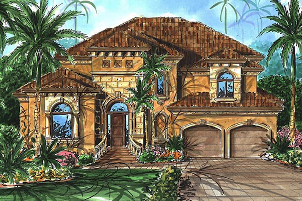 Mediterranean style home (ThePlanCollection: Plan #175-1222)