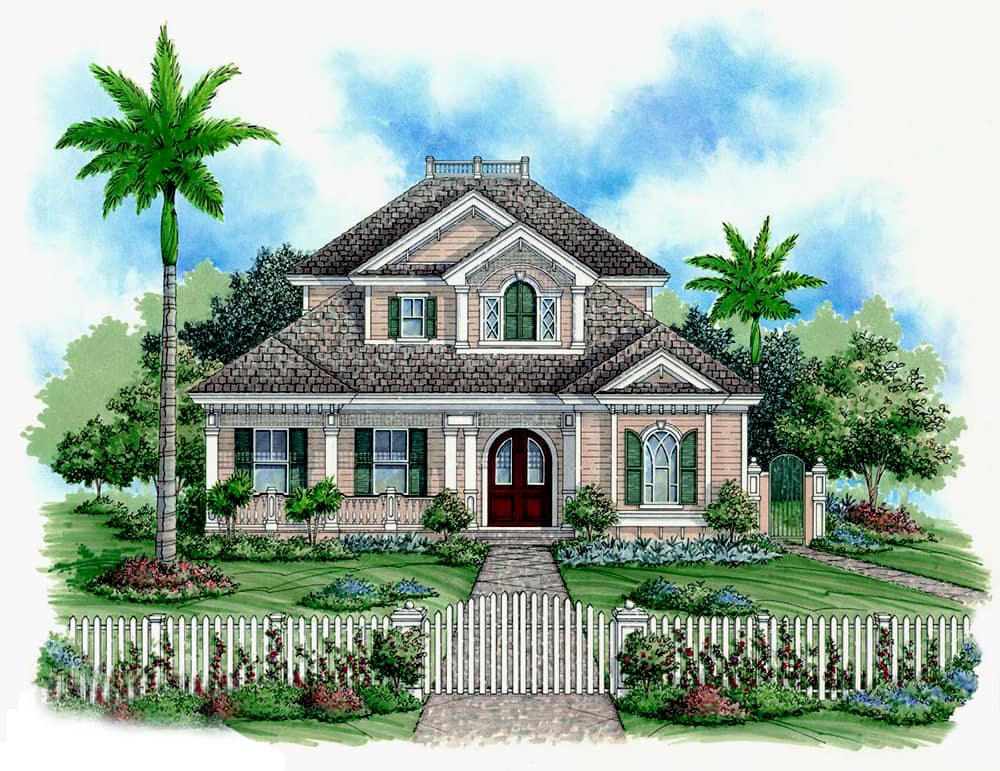 Front elevation of Coastal home (ThePlanCollection: House Plan #175-1225)