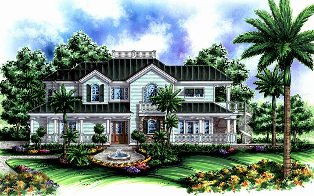 Front elevation of Coastal home (ThePlanCollection: House Plan #175-1229)