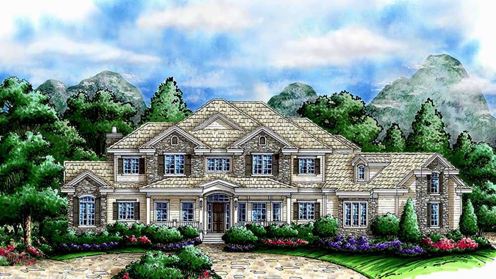 Front elevation of Coastal home (ThePlanCollection: House Plan #175-1238)