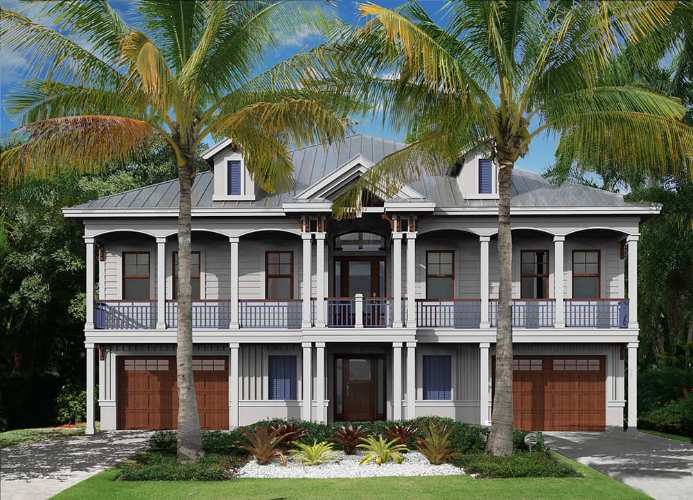 Front elevation of Coastal home plan (ThePlanCollection: House Plan #175-1259)