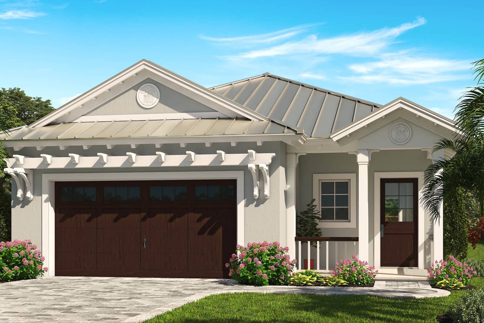 Color rendering of Coastal home plan (ThePlanCollection: House Plan #175-1262)