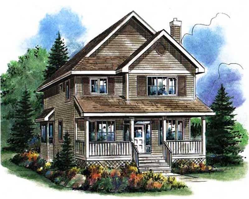 Front elevation of Country home (ThePlanCollection: House Plan #176-1006)