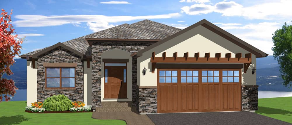 Front elevation of Mediterranean home (ThePlanCollection: House Plan #177-1043)