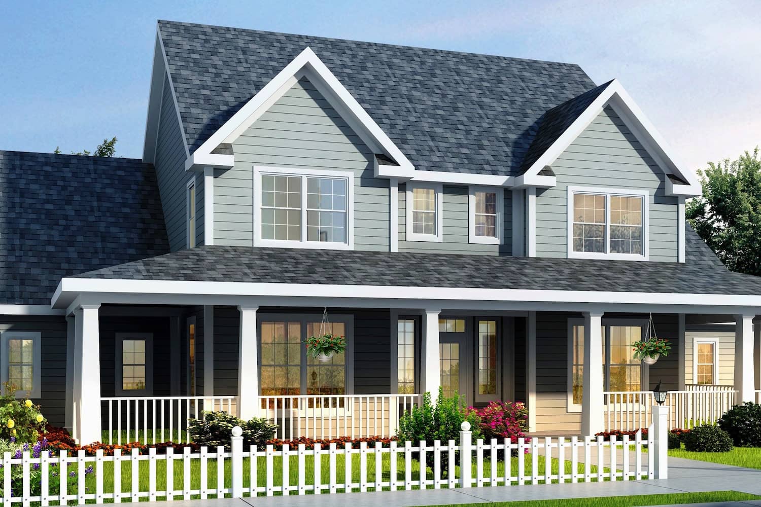 Color rendering of Country home plan (ThePlanCollection: House Plan #178-1080)