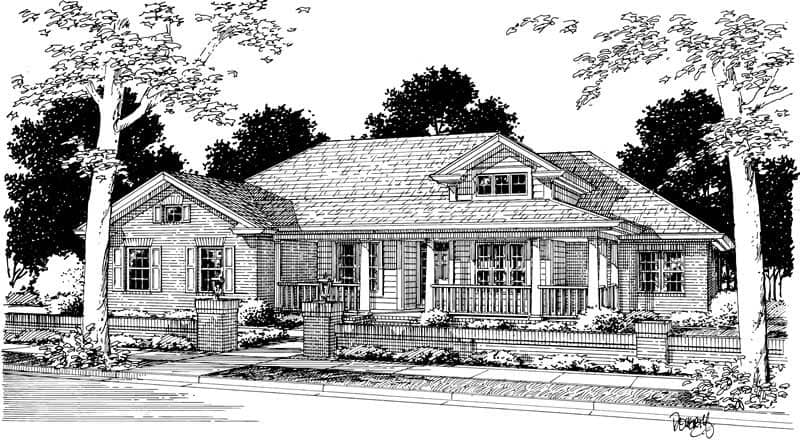 Front elevation of Ranch home (ThePlanCollection: House Plan #178-1143)