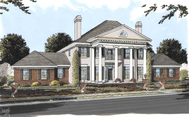 Colonial house plans color elevation.