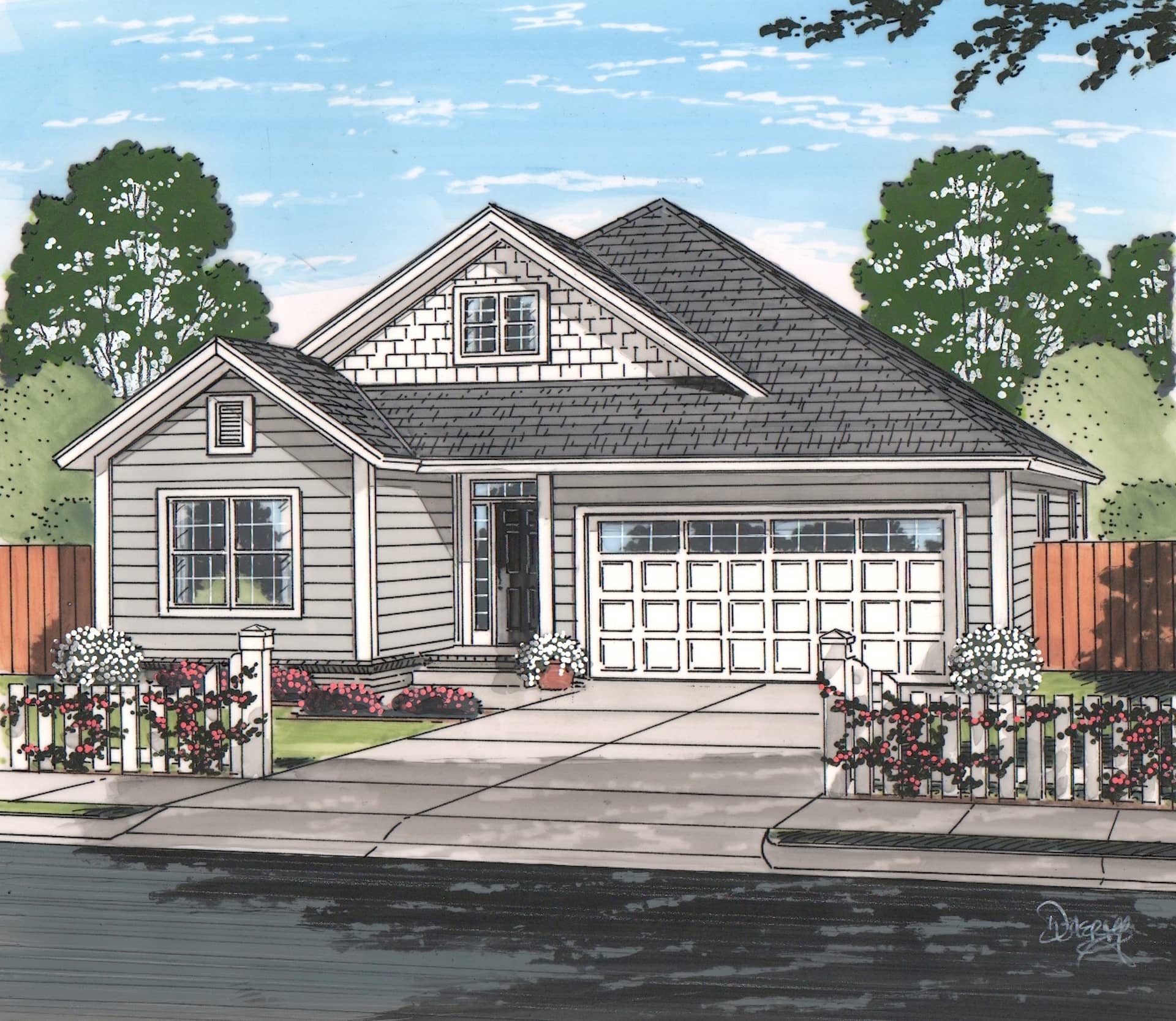 Front elevation of ranch home (ThePlanCollection: House Plan #178-1222)