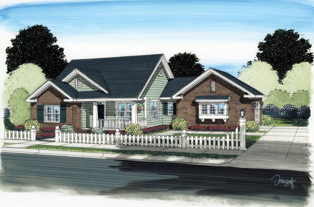 Front elevation of Traditional home (ThePlanCollection: House Plan #178-1288)