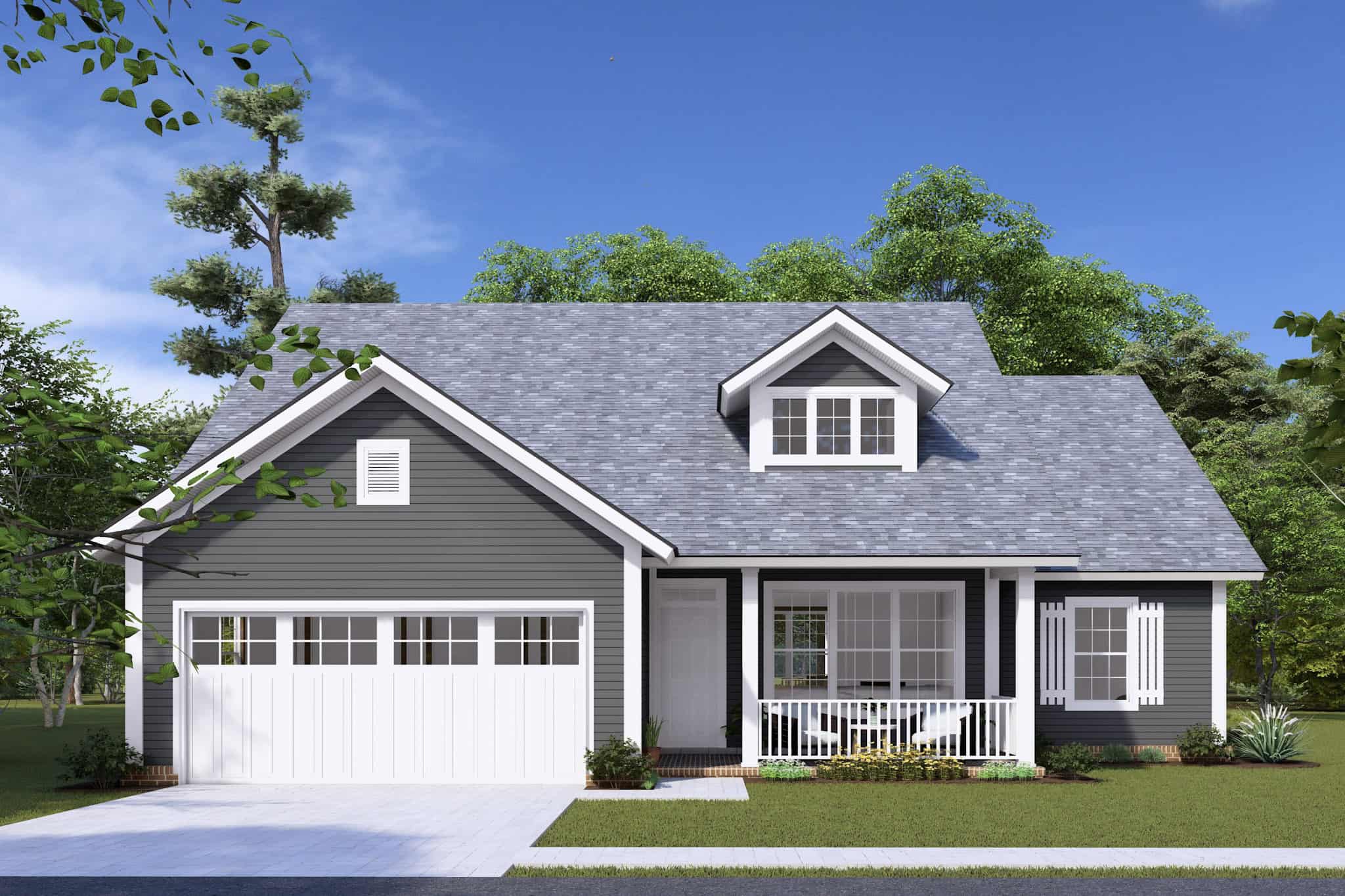 Front elevation of Ranch home (ThePlanCollection: House Plan #178-1289)