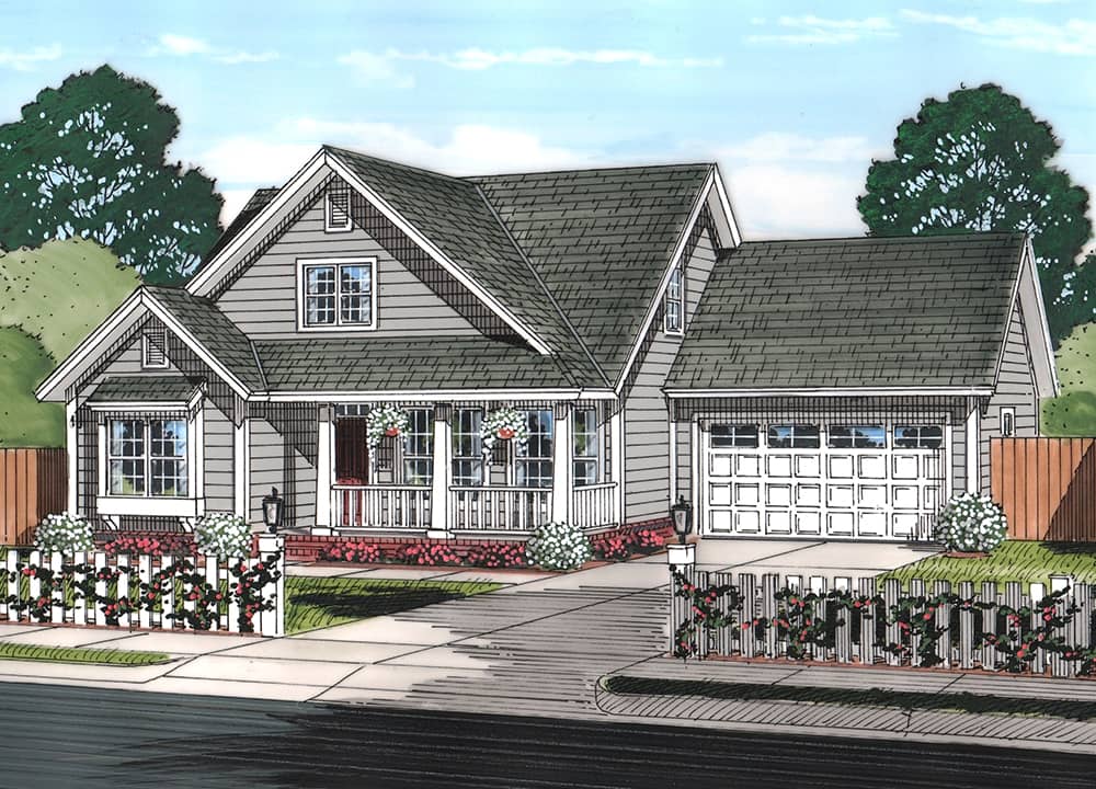 Front elevation of Cottage home (ThePlanCollection: House Plan #178-1369)