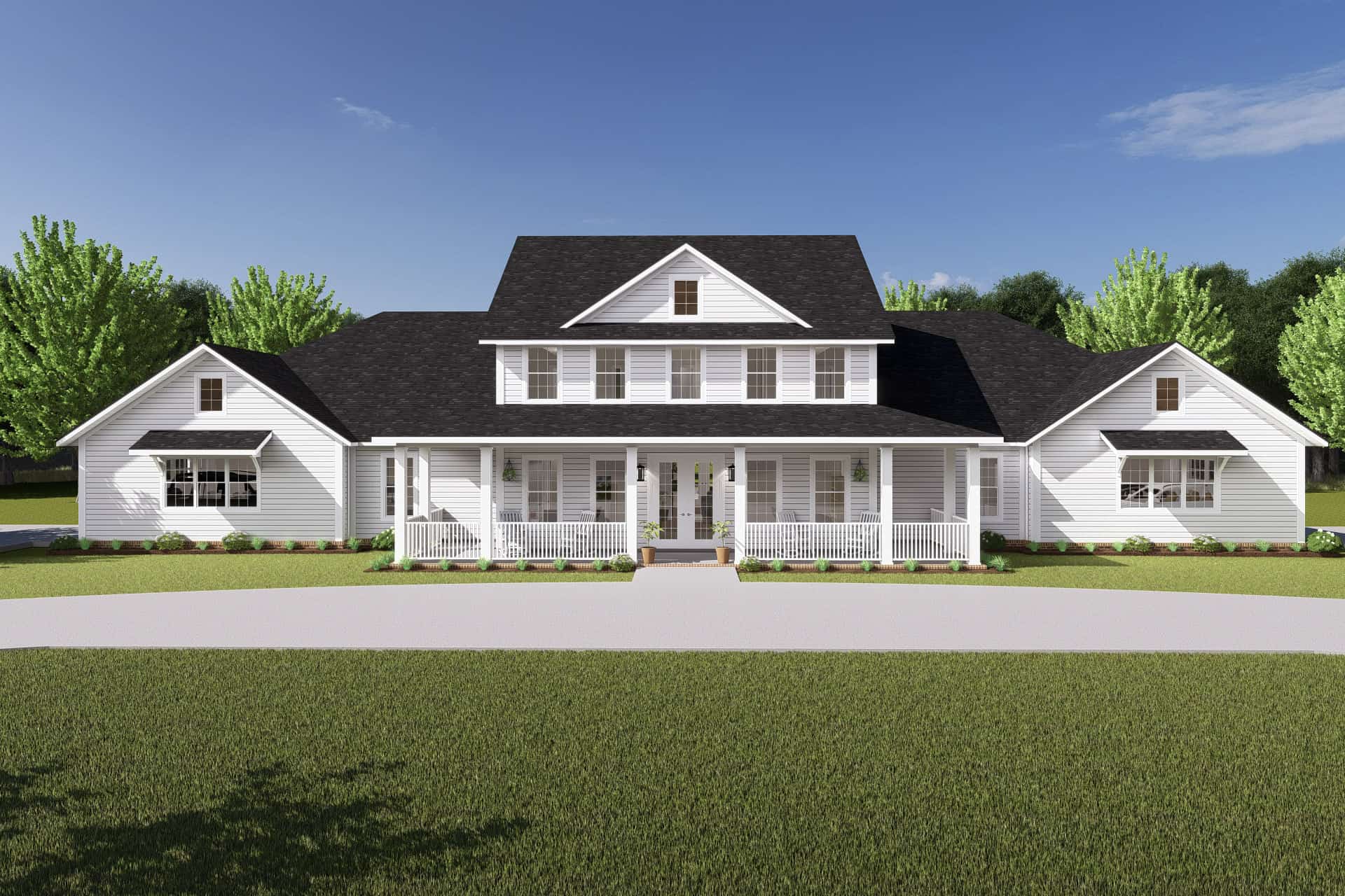 Front elevation of Modern Farmhouse home (ThePlanCollection: House Plan #178-1420)