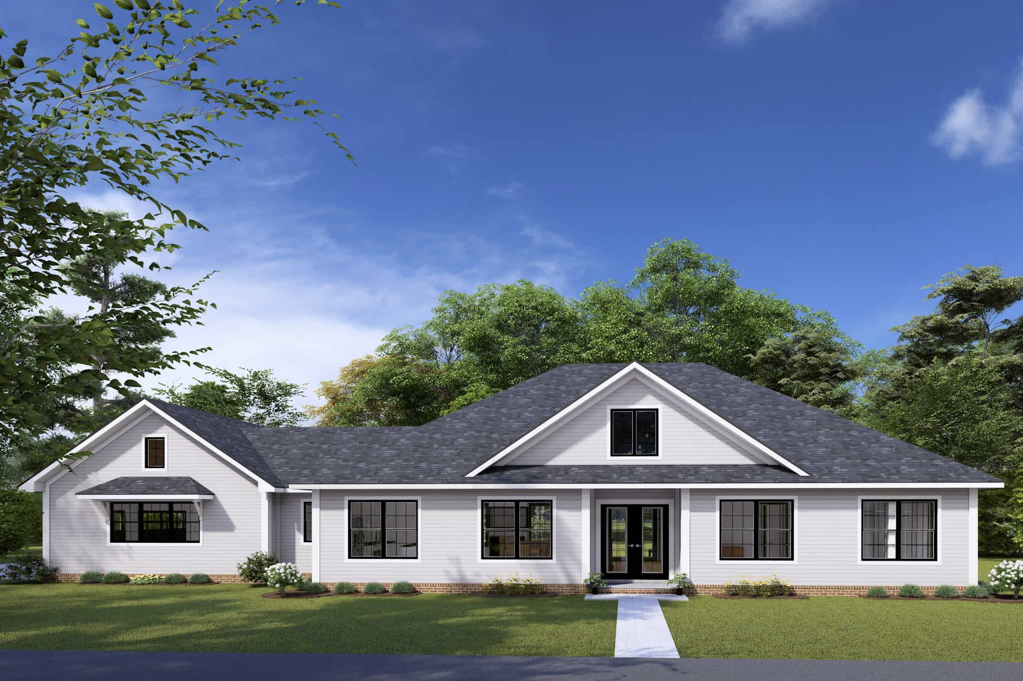 Front elevation of Farmhouse home (ThePlanCollection: House Plan #178-1463)