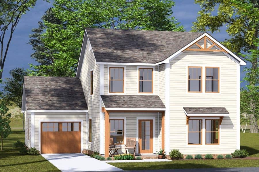 Front elevation of Cottage home (ThePlanCollection: House Plan #178-1492)