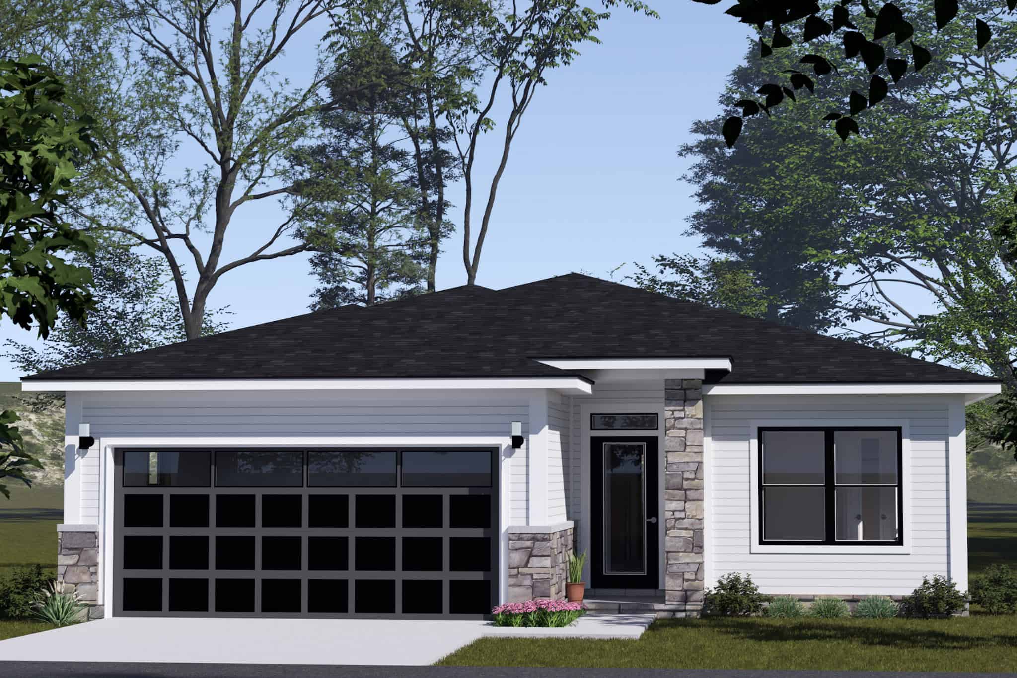 Front elevation of Contemporary home (ThePlanCollection: House Plan #178-1513)
