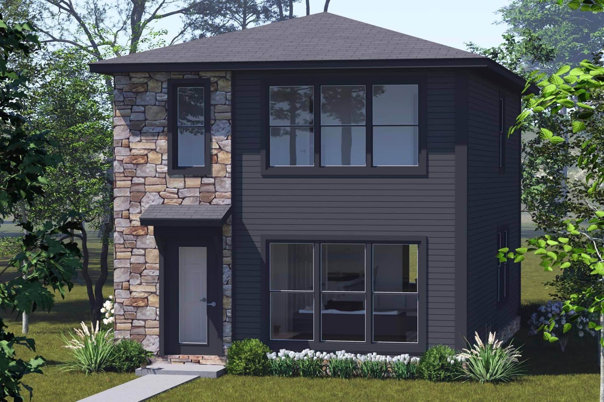 Front elevation of Contemporary home (ThePlanCollection: House Plan #178-1542)