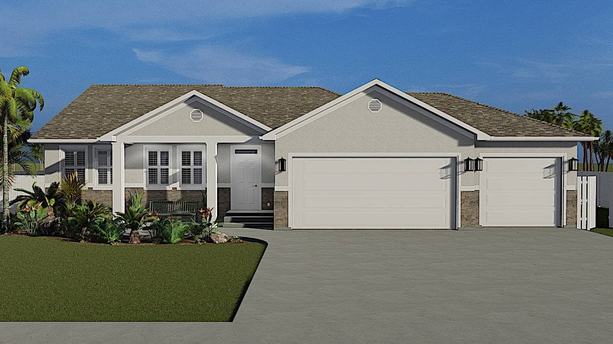 Ranch home (ThePlanCollection: Plan #187-1165)