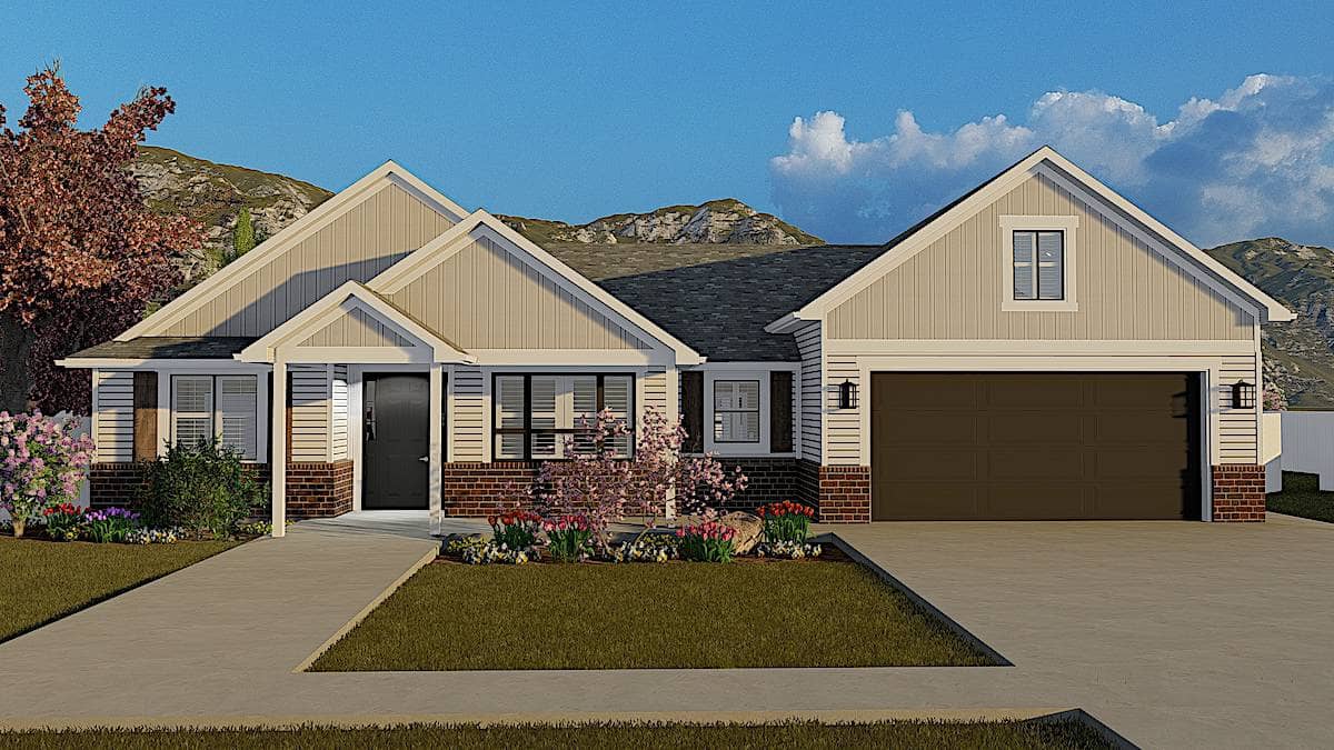 Ranch home (ThePlanCollection: Plan #187-1166)