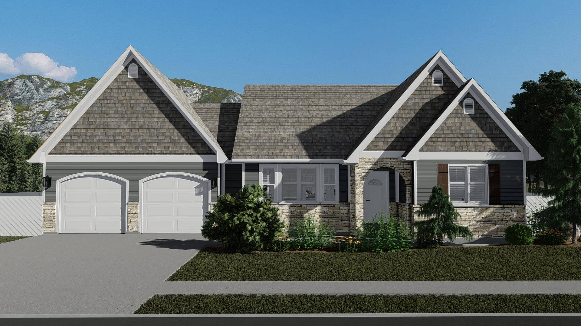 European style ranch house (ThePlanCollection: Plan #187-1174)