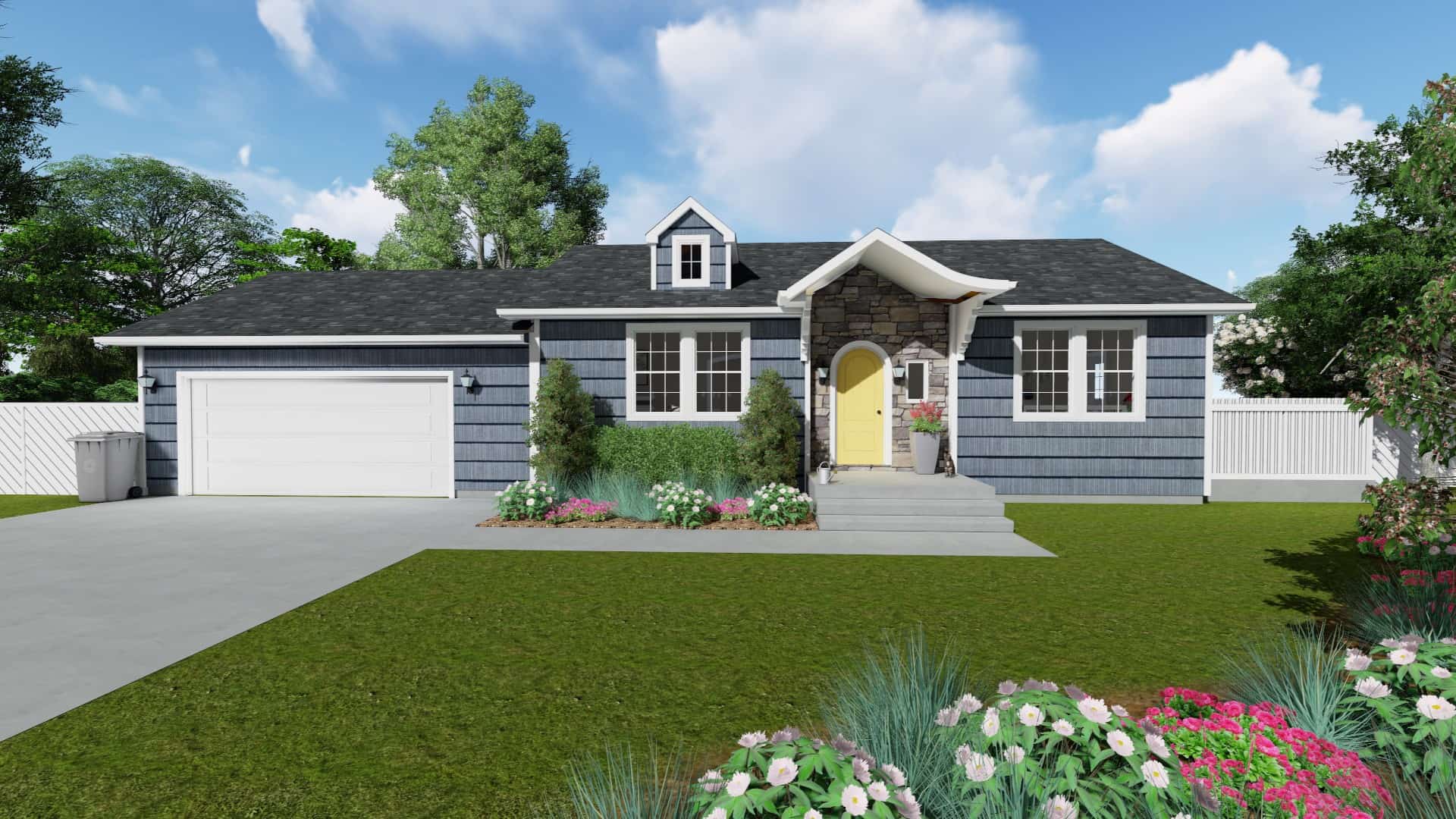 Front elevation of Ranch home (ThePlanCollection: House Plan #187-1178)