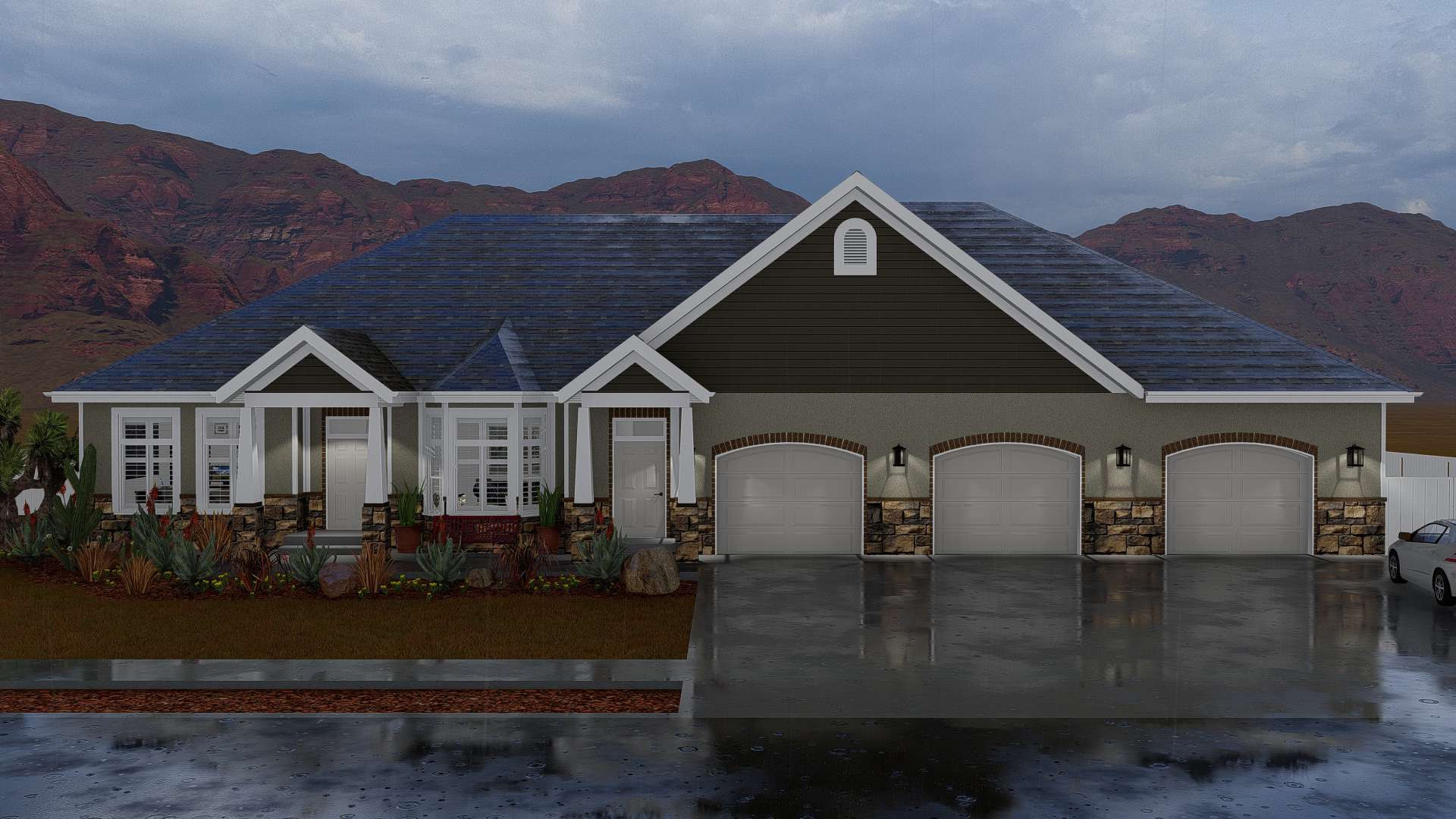 Front elevation of Rustic home (ThePlanCollection: House Plan #187-1184)