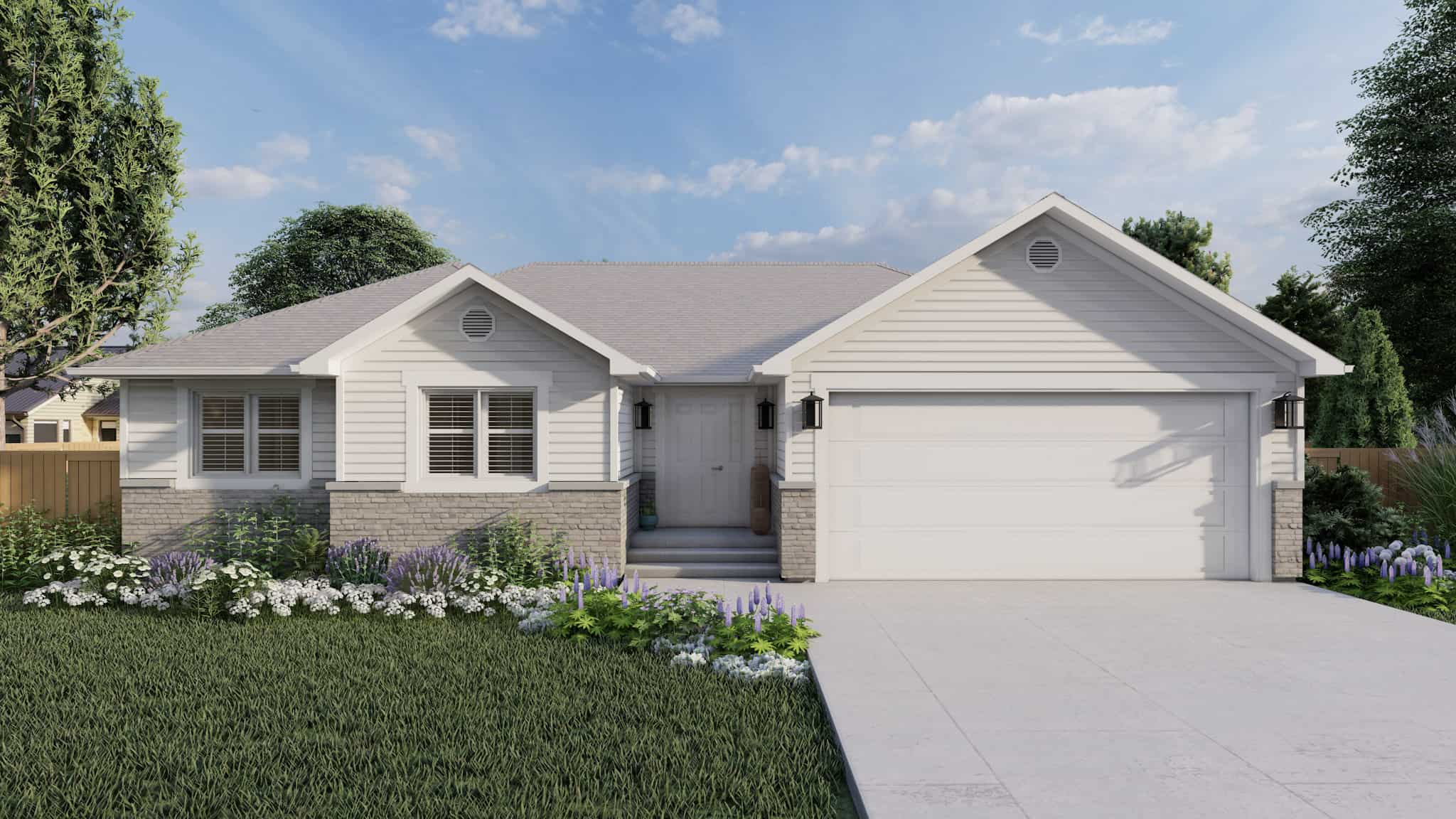 Front elevation of Country Ranch home (ThePlanCollection: House Plan #187-1196)