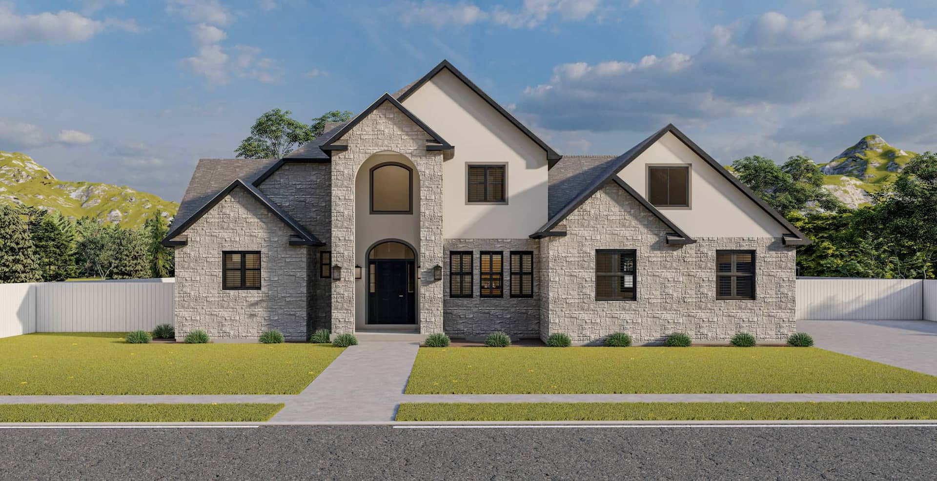 Front elevation of European home (ThePlanCollection: House Plan #187-1212)