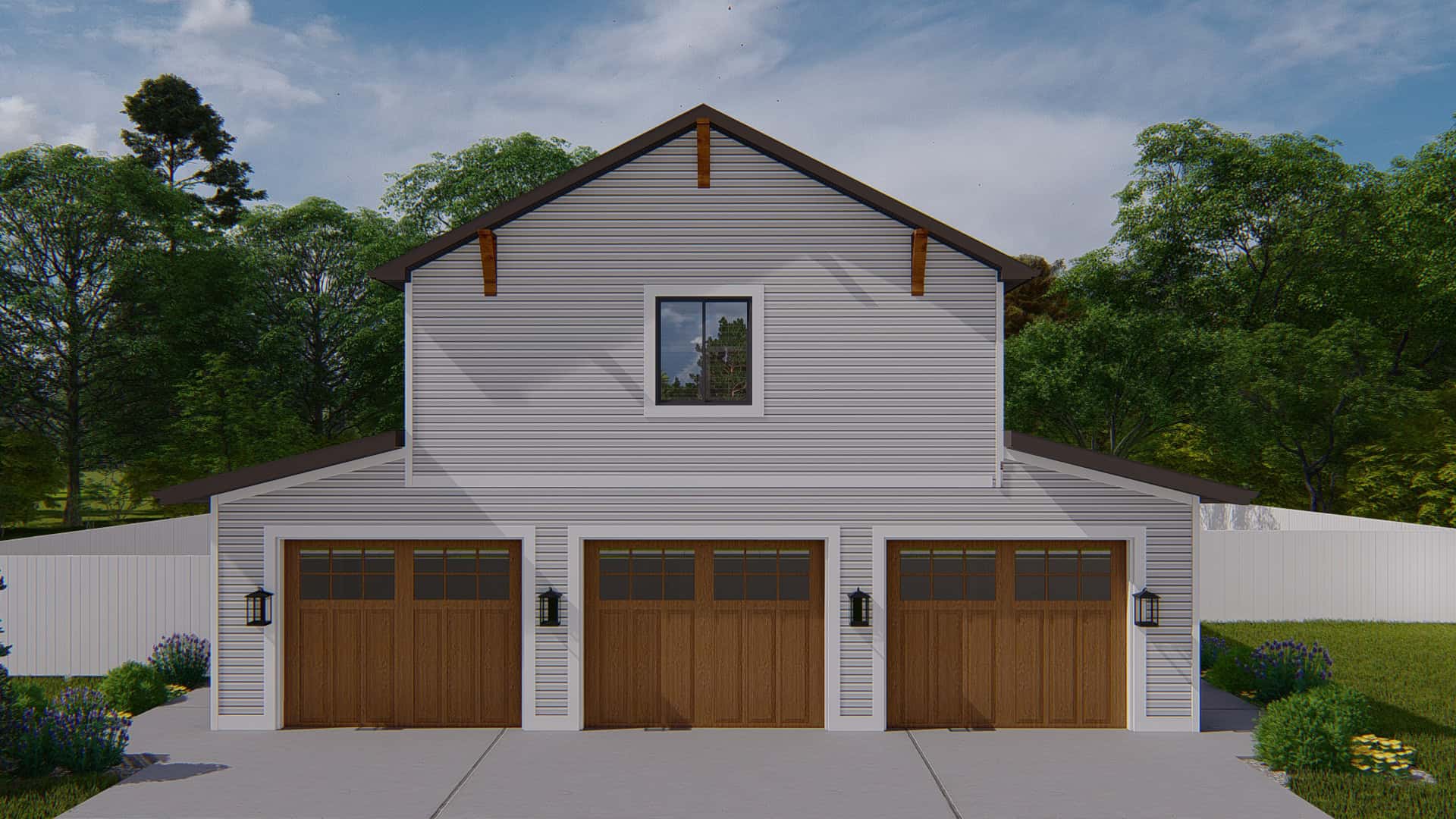 Front elevation of Barndominium home (ThePlanCollection: House Plan #187-1213)