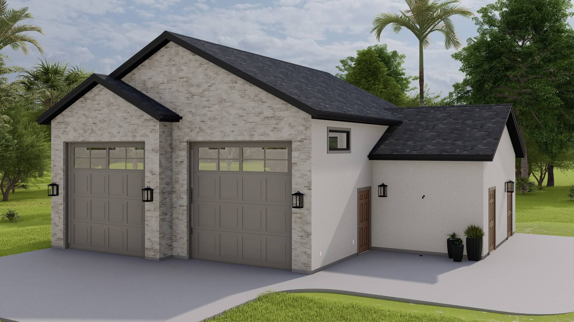 Front elevation of Garage home (ThePlanCollection: House Plan #187-1224)