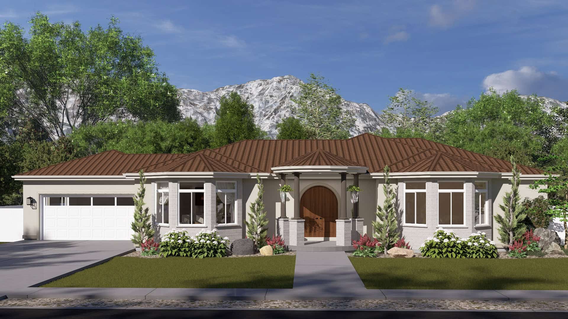 Front elevation of Florida Style home (ThePlanCollection: House Plan #187-1240)