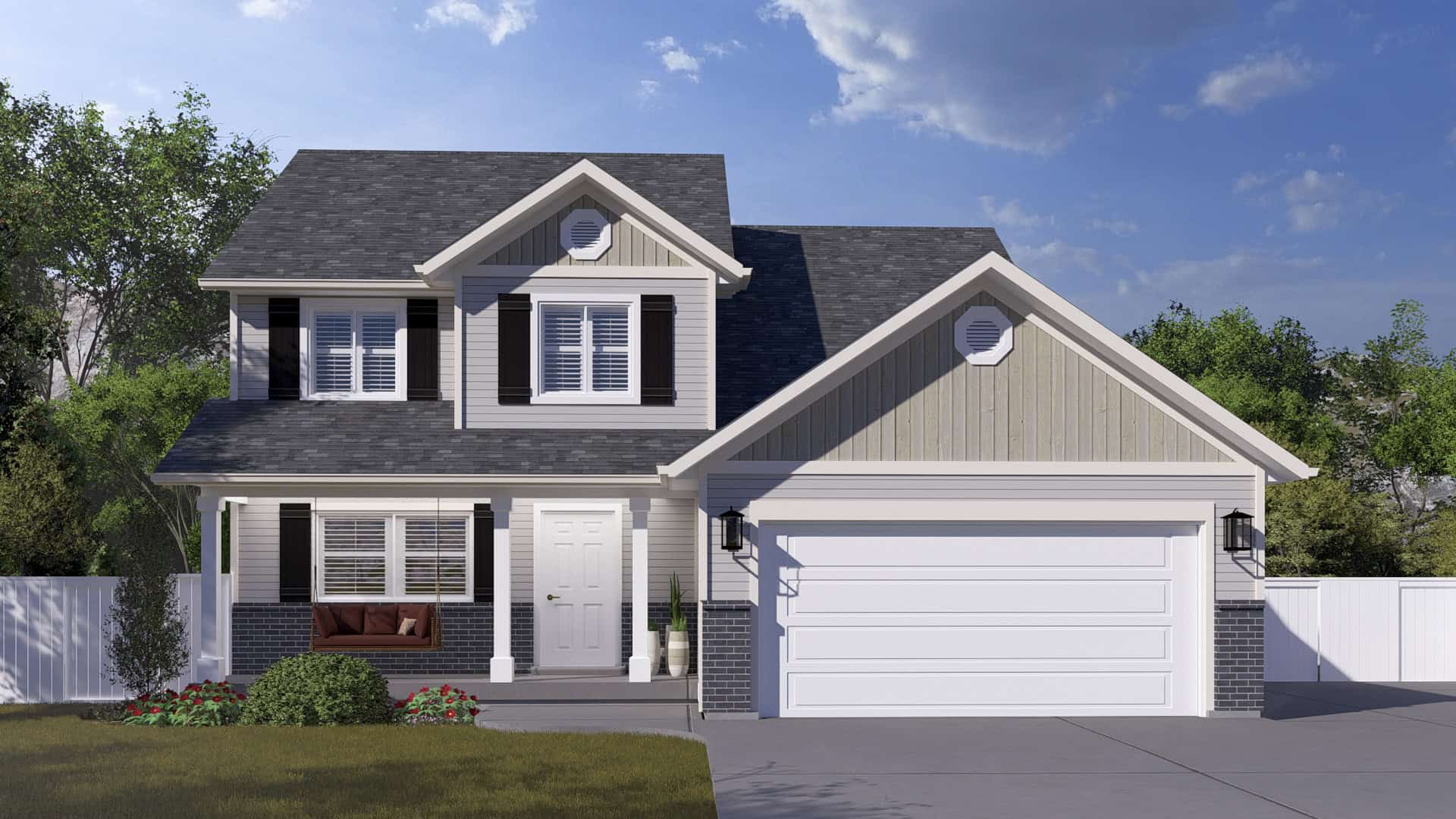 Front elevation of Farmhouse home (ThePlanCollection: House Plan #187-1259)