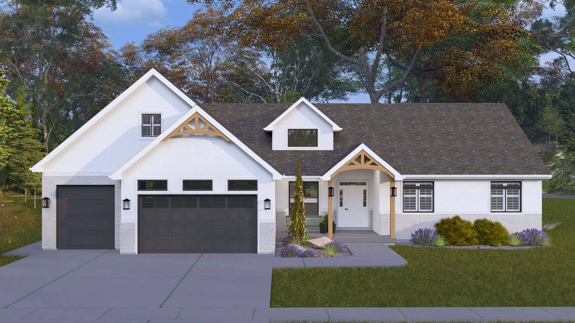 Front elevation of Rustic home (ThePlanCollection: House Plan #187-1272)