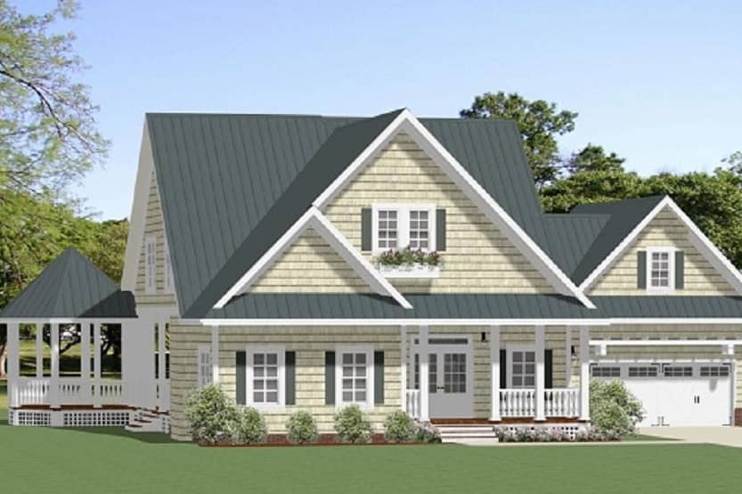 Front elevation of Cottage home (ThePlanCollection: House Plan #189-1101)