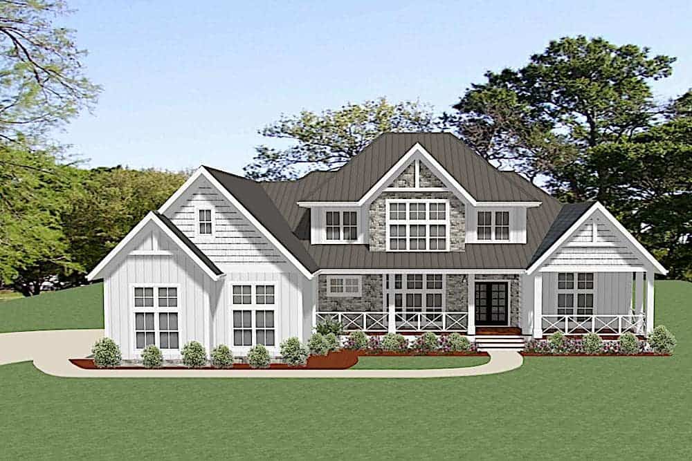 Front elevation of Farmhouse home (ThePlanCollection: House Plan #189-1114)