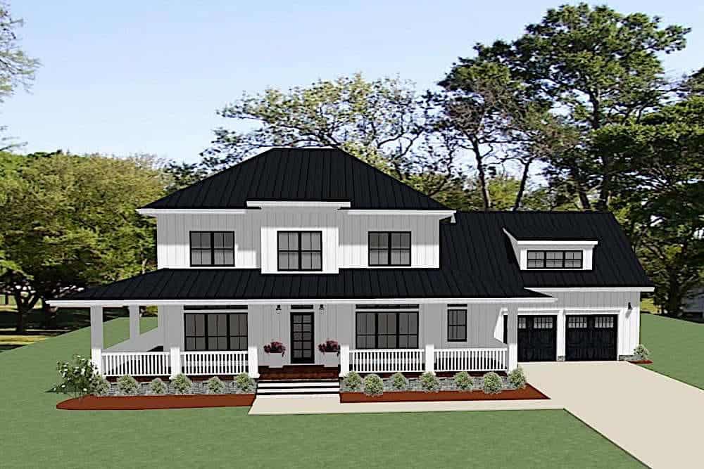 Farmhouse home (ThePlanCollection: Plan #189-1118)