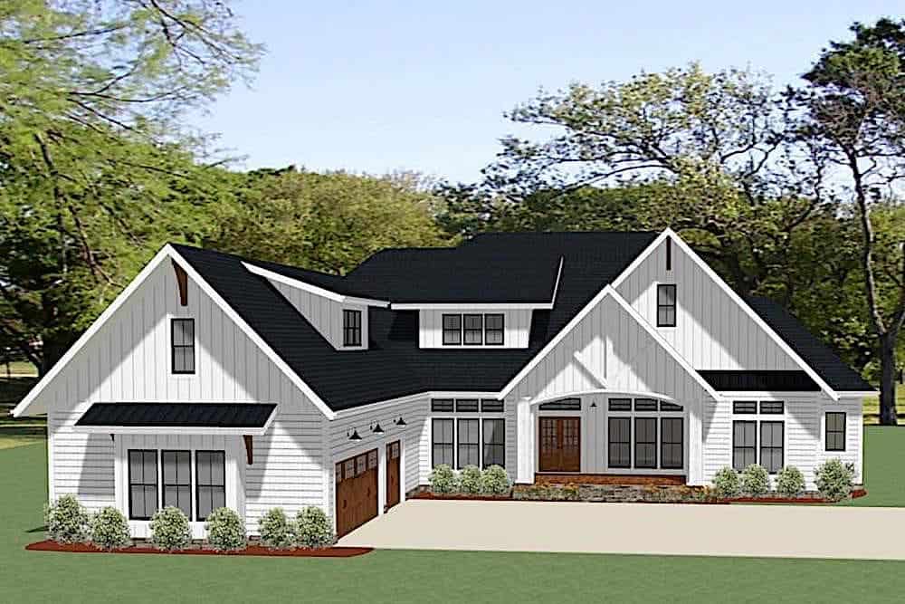 Front elevation of Farmhouse home (ThePlanCollection: House Plan #189-1129)