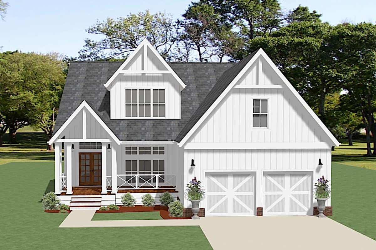 Farmhouse home (ThePlanCollection: Plan #189-1139)