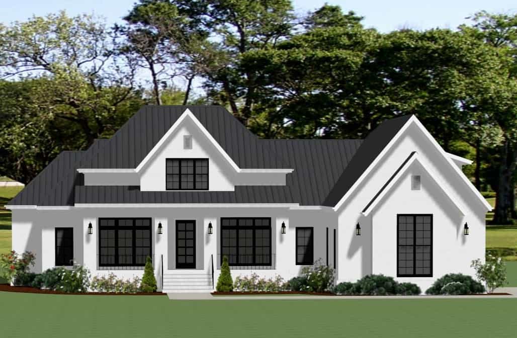 Front elevation of Transitional home (ThePlanCollection: House Plan #189-1142)