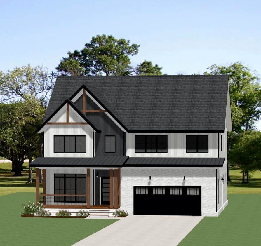 Front elevation of Modern Farmhouse home (ThePlanCollection: House Plan #189-1147)