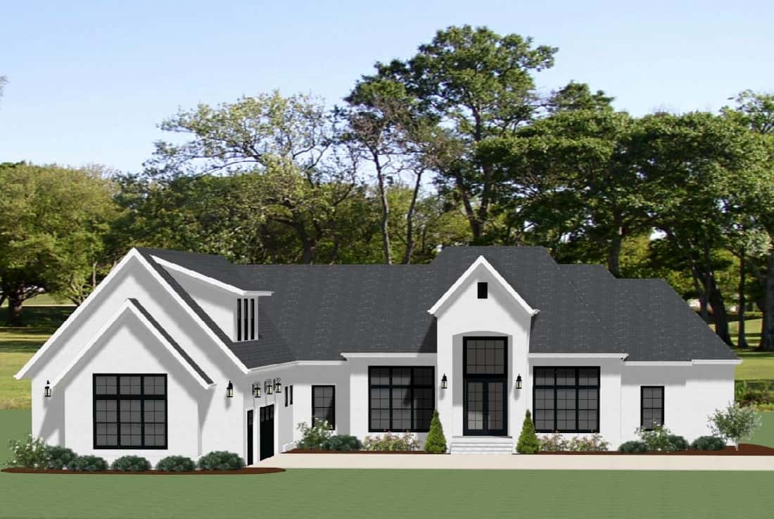 Front elevation of French home (ThePlanCollection: House Plan #189-1149)