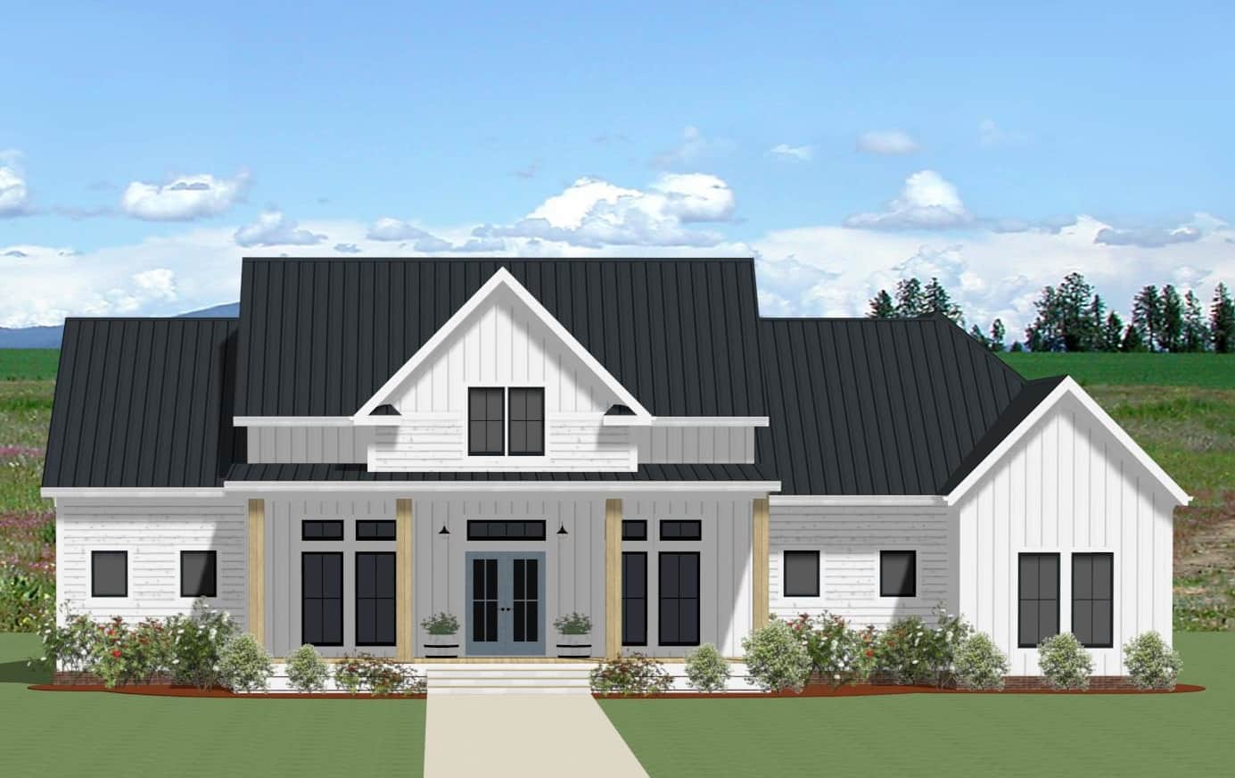 Front elevation of Farmhouse home (ThePlanCollection: House Plan #189-1161)