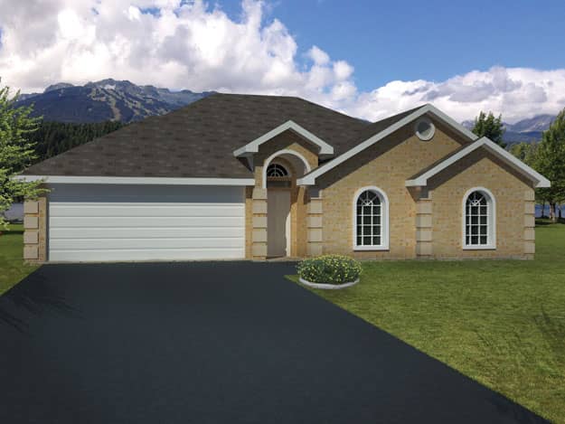 Front elevation of Ranch home (ThePlanCollection: House Plan #191-1009)