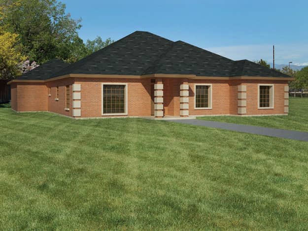 Front elevation of Southwest home (ThePlanCollection: House Plan #191-1011)