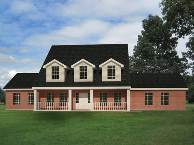 Front elevation of Cape Cod home (ThePlanCollection: House Plan #191-1016)