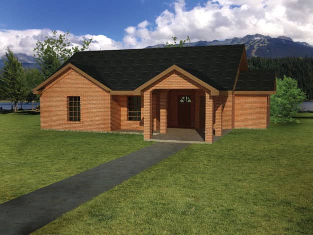 Front elevation of Southwest home (ThePlanCollection: House Plan #191-1021)