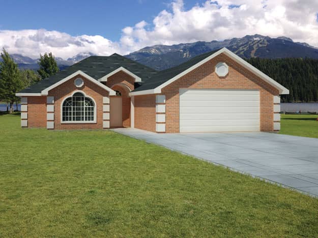 Front elevation of Southwest home (ThePlanCollection: House Plan #191-1023)